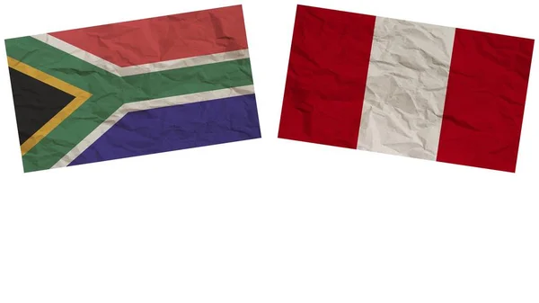Peru Zuid Afrika Vlaggen Samen Paper Texture Effect Illustration — Stockfoto