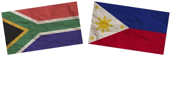 Filippinerna Och Sydafrika Flaggor Tillsammans Paper Texture Effect Illustration — Stockfoto