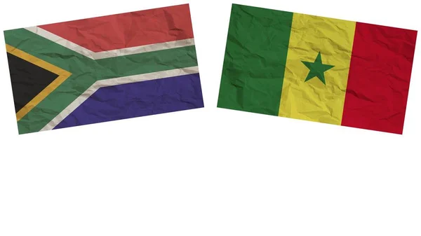 Senegal Sud Africa Bandiere Insieme Carta Texture Effetto Illustrazione — Foto Stock