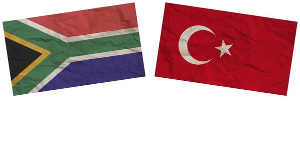 Türkei Und Südafrika Flaggen Zusammen Papier Textur Effekt Illustration — Stockfoto