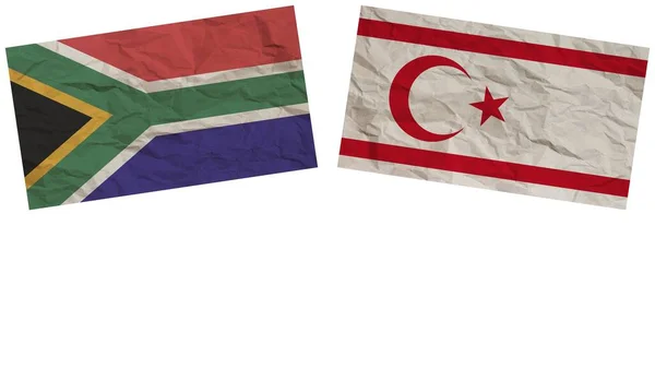 Észak Ciprus Dél Afrika Zászlók Együtt Papír Textúra Hatás Illusztráció — Stock Fotó