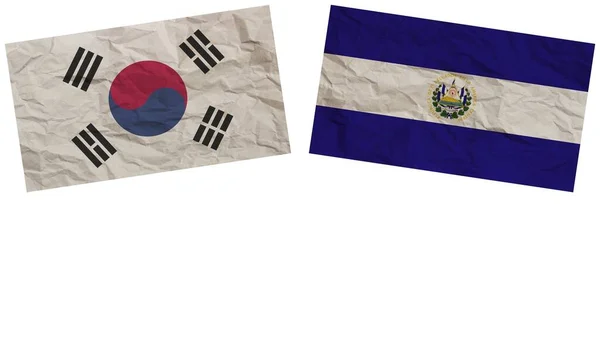 Salvador Coreia Sul Bandeiras Juntas Papel Textura Efeito Ilustração — Fotografia de Stock
