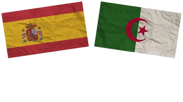 Cezayir Spanya Bayrakları Birlikte Kağıt Doku Etkisi Llüstrasyonu — Stok fotoğraf
