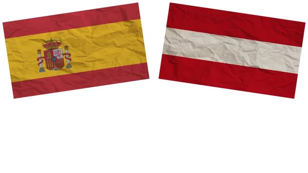 奥地利和西班牙国旗共同纸张纹理效果图解 — 图库照片