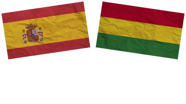 Bolivya Spanya Bayrakları Kağıt Doku Etkisi Llüstrasyonu — Stok fotoğraf