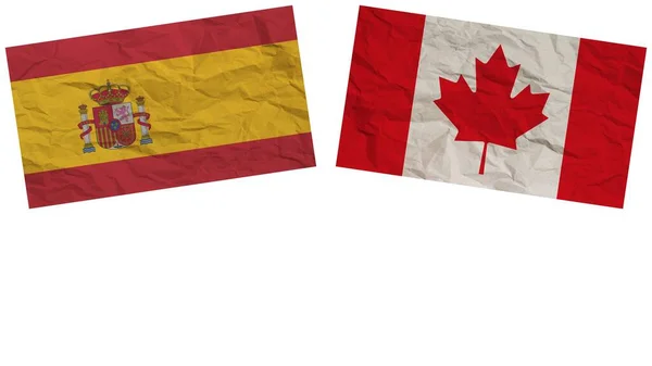 Canada Spagna Bandiere Insieme Carta Texture Effetto Illustrazione — Foto Stock