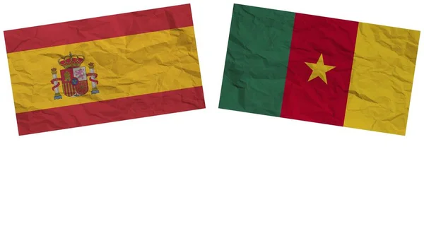 Camerún España Banderas Juntas Textura Papel Efecto Ilustración — Foto de Stock