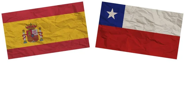 Chile Spain Flags Together Paper Texture Effect Illustration — Stock Photo, Image