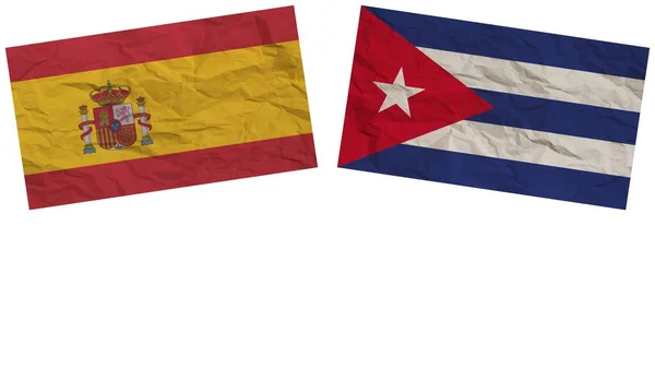 Cuba Spanje Vlaggen Samen Paper Texture Effect Illustration — Stockfoto