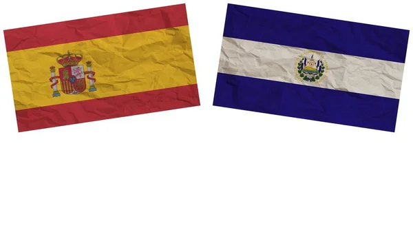 Salvador Spanyolország Zászlók Együtt Papír Textúra Hatás Illusztráció — Stock Fotó