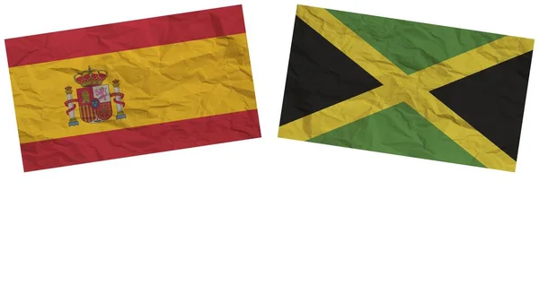 Jamaica Och Spanien Flaggar Tillsammans Paper Texture Effect Illustration — Stockfoto