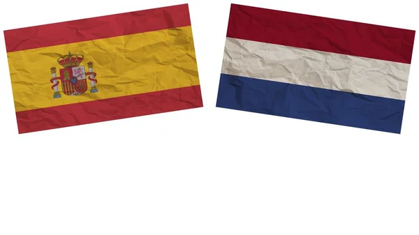 Hollanda Spanya Bayrakları Kağıt Doku Etkisi Llüstrasyonuname — Stok fotoğraf