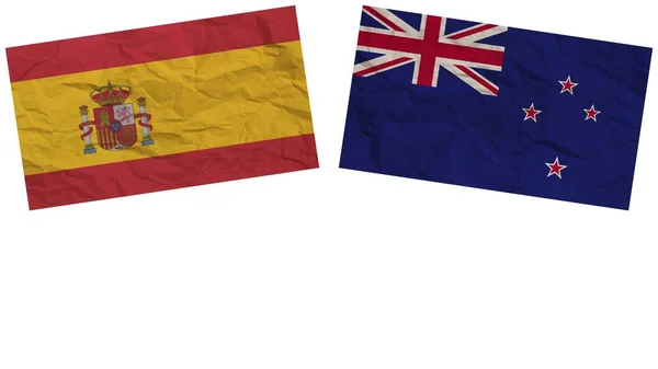 Zéland Spanyolország Zászlók Együtt Papír Textúra Hatás Illusztráció — Stock Fotó