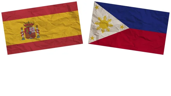 Filippijnen Spanje Vlaggen Samen Paper Texture Effect Illustration — Stockfoto