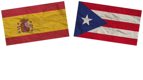 Флаги Пуэрто Рико Испании Вместе Иллюстрация Эффекта Текстуры Бумаги — стоковое фото