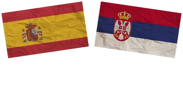 Serbia Spain Flags Together Paper Texture Effect Illustration — ストック写真