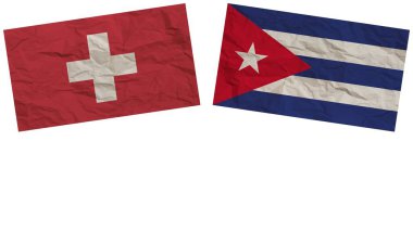 Küba ve İsviçre Bayrakları Kağıt Dokusu İllüstrasyon Etkisi