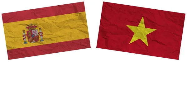 Vietnam Spanya Bayrakları Kağıt Doku Etkisi Llüstrasyonu — Stok fotoğraf