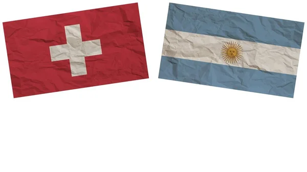 Argentína Svájc Zászlók Együtt Papír Textúra Hatás Illusztráció — Stock Fotó