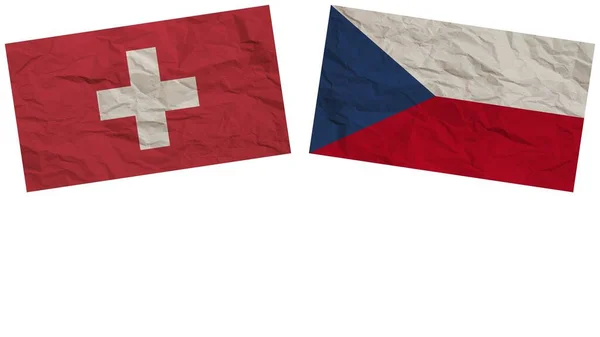捷克共和国和瑞士国旗一起纸制纹理效果说明 — 图库照片