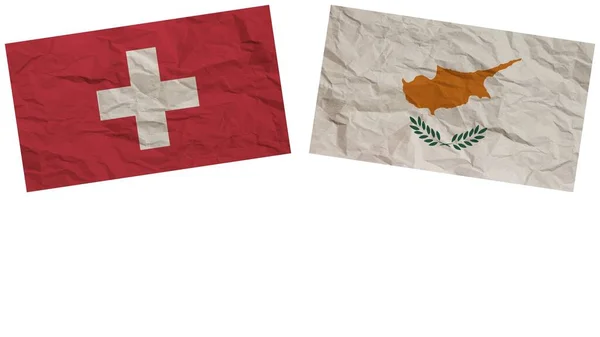 Ciprus Svájc Zászlók Együtt Papír Textúra Hatása Illusztráció — Stock Fotó