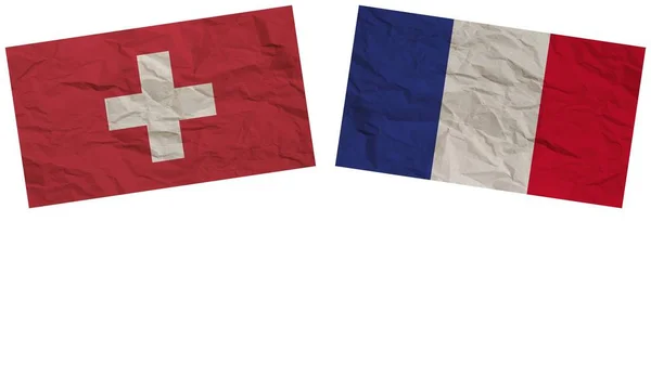 法国和瑞士国旗共同纸张纹理效果图解 — 图库照片