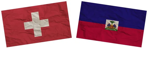 Haiti Svájc Zászlók Együtt Papír Textúra Hatás Illusztráció — Stock Fotó