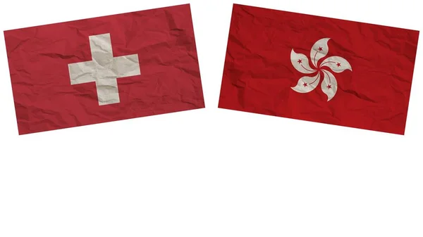 Hong Kong Switzerland Flags Together Paper Texture Effect Illustration — Stock Photo, Image