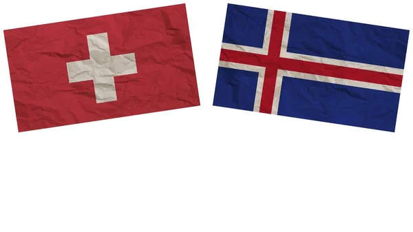 Izland Svájc Zászlók Együtt Papír Textúra Hatása Illusztráció — Stock Fotó