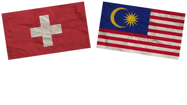 Malajsie Švýcarsko Vlajky Společně Papírové Textury Efekt Ilustrace — Stock fotografie