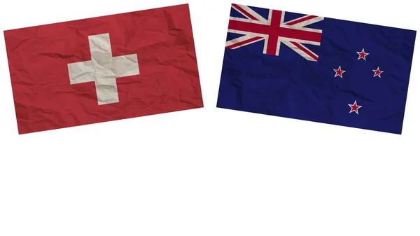 Zéland Svájc Zászlók Együtt Papír Textúra Hatás Illusztráció — Stock Fotó