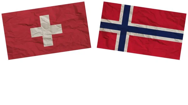 Norvégia Svájc Zászlók Együtt Papír Textúra Hatása Illusztráció — Stock Fotó