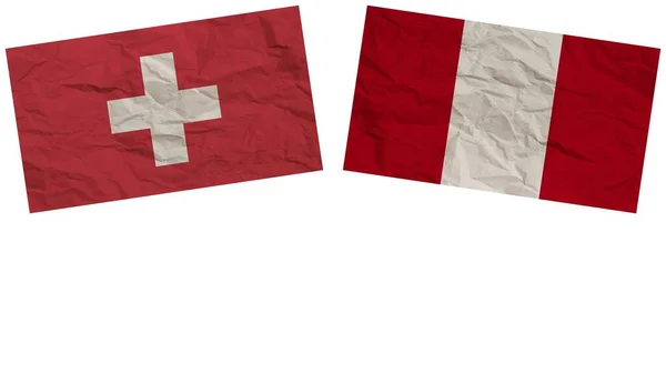 Peru Svájc Zászlók Együtt Papír Textúra Hatás Illusztráció — Stock Fotó