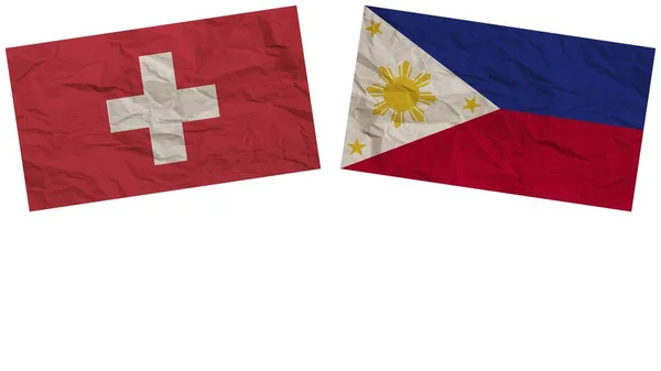 Filipinler Sviçre Bayrakları Birlikte Kağıt Doku Etkisi Llüstrasyonu — Stok fotoğraf