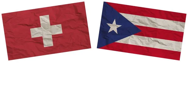 Флаги Пуэрто Рико Швейцарии Вместе Иллюстрация Эффекта Бумажной Текстуры — стоковое фото