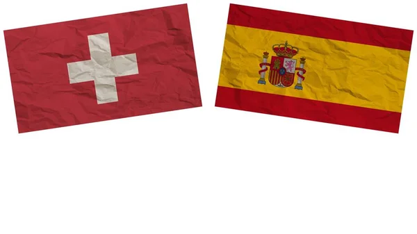 España Suiza Banderas Juntas Textura Papel Efecto Ilustración — Foto de Stock
