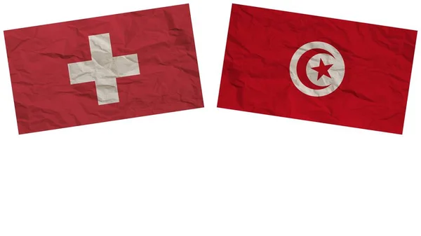 Túnez Suiza Banderas Juntas Textura Papel Efecto Ilustración — Foto de Stock