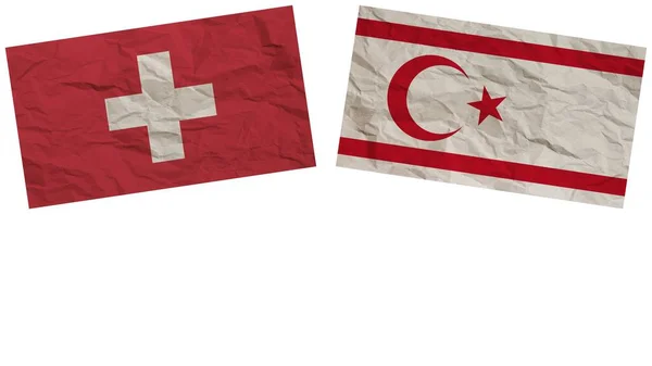 北塞浦路斯和瑞士国旗一起纸制纹理效果说明 — 图库照片