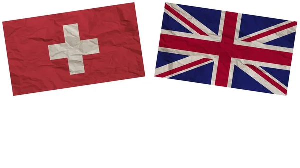 Spojené Království Švýcarsko Vlajky Společně Papírové Textury Efekt Ilustrace — Stock fotografie