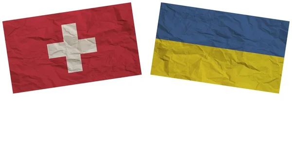 Ukrajna Svájc Zászlók Együtt Papír Textúra Hatása Illusztráció — Stock Fotó