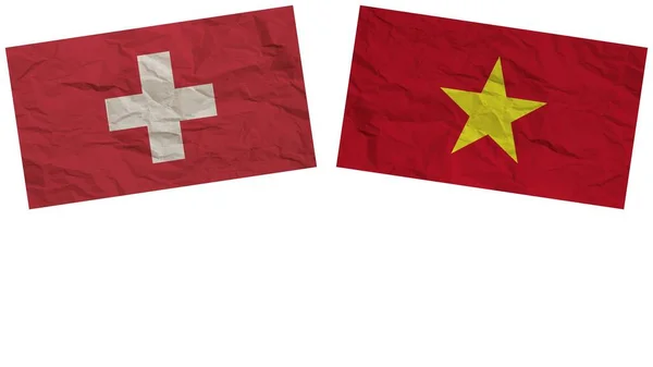 Vietnam Švýcarsko Vlajky Společně Papírové Textury Efekt Ilustrace — Stock fotografie