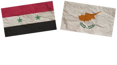 Kıbrıs ve Suriye Bayrakları Kağıt Doku İllüstrasyonunda Birlikte Bayraklar