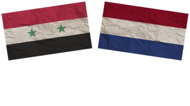 Hollanda ve Suriye Bayrakları Kağıt Döküm Efekti İllüstrasyonu