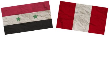 Peru ve Suriye Bayrakları Kağıt Döküm Efekti İllüstrasyonu