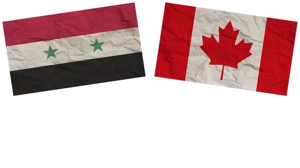 Canada Syrië Vlaggen Samen Paper Texture Effect Illustration — Stockfoto