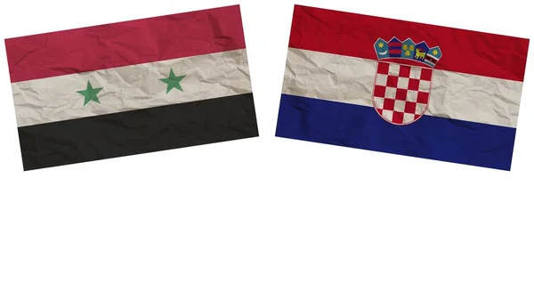 Kroatien Und Syrien Flaggen Zusammen Papier Textur Effekt Illustration — Stockfoto