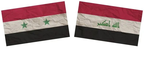 Irak Syrië Vlaggen Samen Paper Texture Effect Illustration — Stockfoto