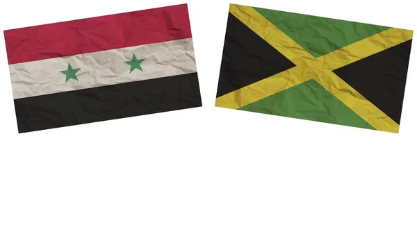 Jamaica Och Syrien Flaggar Tillsammans Paper Texture Effect Illustration — Stockfoto