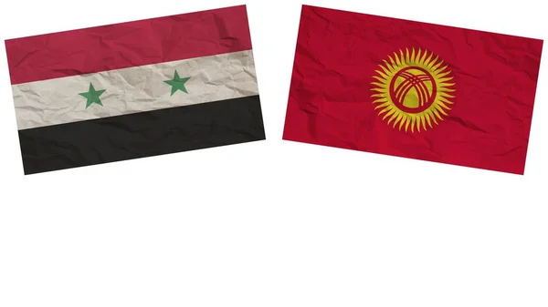 Kirgizië Syrië Vlaggen Samen Paper Texture Effect Illustration — Stockfoto