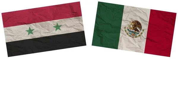 Mexico Syrië Vlaggen Samen Paper Texture Effect Illustration — Stockfoto